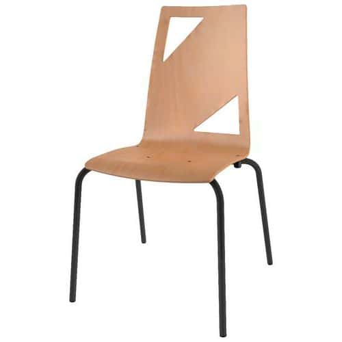 Chaise Ixia 4 pieds T6 coque Moda bois naturel ou teinté Mobidecor