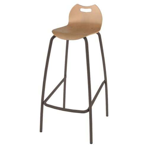 Tabouret 4 pieds hauteur 80 cm coque Bandana bois naturel Mobidecor