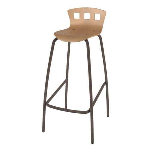 Tabouret 4 pieds hauteur 80 cm coque Caro bois naturel Mobidecor