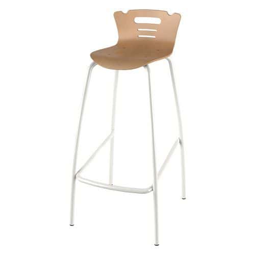 Tabouret 4 pieds hauteur 80 cm coque Coraly bois naturel Mobidecor