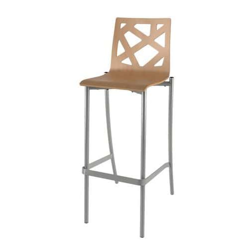 Tabouret Best 4 pieds ht 80 cm coque Mozaik bois naturel ou teinté