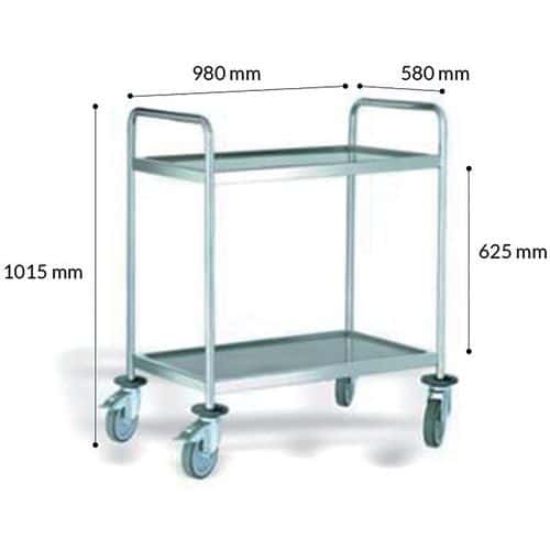 Chariot en acier inoxydable 2 plateaux - Lobrot-Multiroir