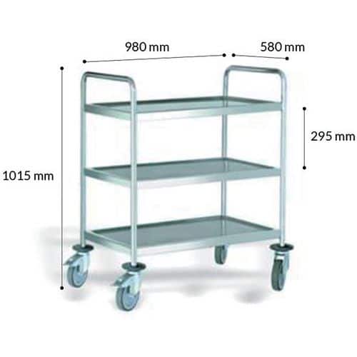 Chariot en acier inoxydable 3 plateaux - Lobrot-Multiroir