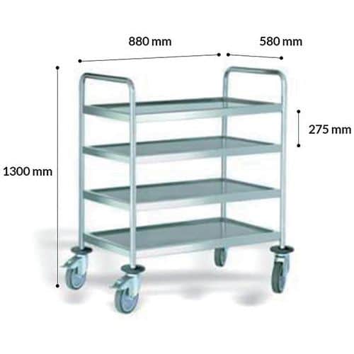 Chariot en acier inoxydable 4 plateaux - Lobrot-Multiroir