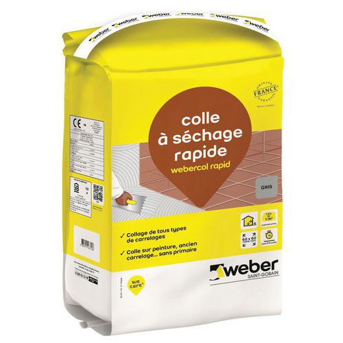 Mortier-colle pour carrelage - Webercol rapid - 5 kg