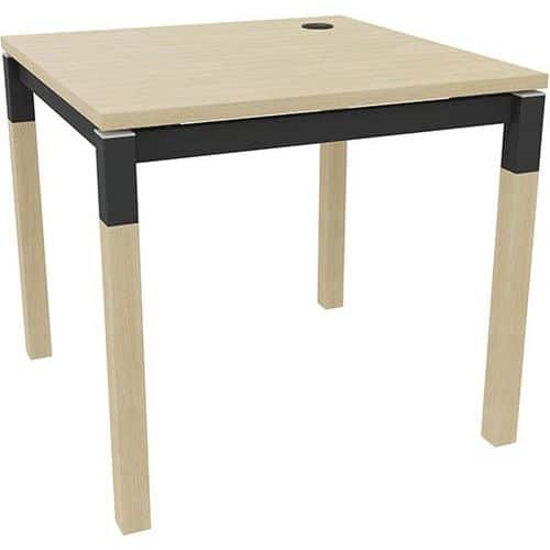 Bureau droit X4 plateau chêne avec pied chêne et anthracite