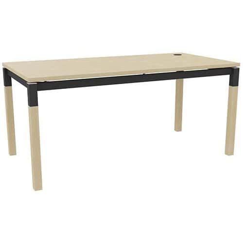 Bureau droit X4 plateau chêne avec pied chêne et anthracite