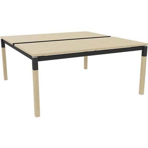 Bureau bench plateau coulissant X4 chêne avec pieds chêne anthracite