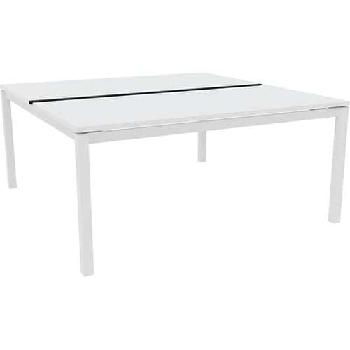 Bureau bench X4 plateau couliss. blanc / pied blanc