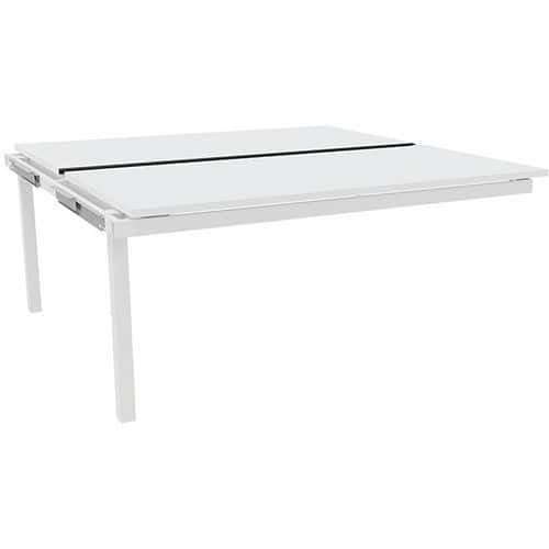 Bureau bench X4 plateau couliss. blanc / pied blanc