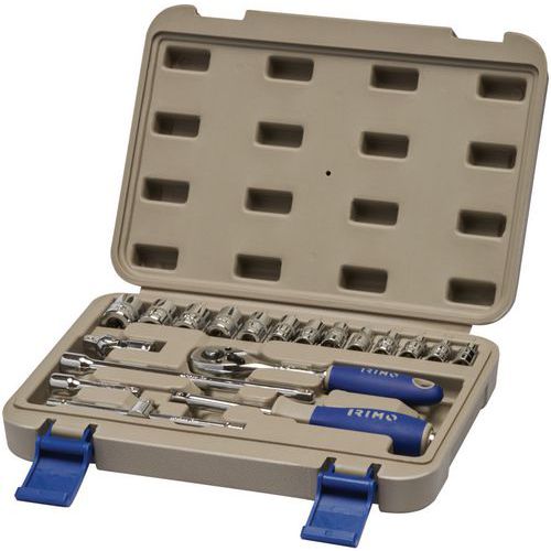 Coffret douilles 1/4 6 pans 19 pièces 4-14mm - Irimo