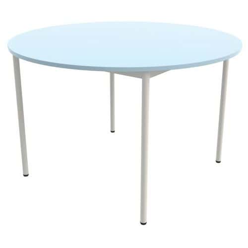 Table 4 pieds droits ronde Ø 120 cm stratifié ABS