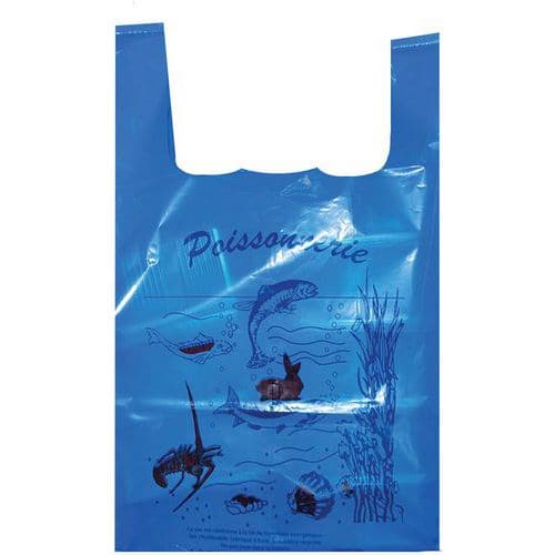 Sac bretelle réutilisable - Décor: Poissonnerie bleu 50µ