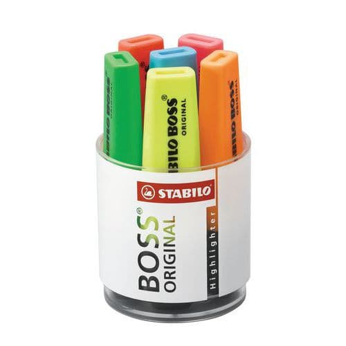 Pot 6 surligneurs boss original fluo - Stabilo