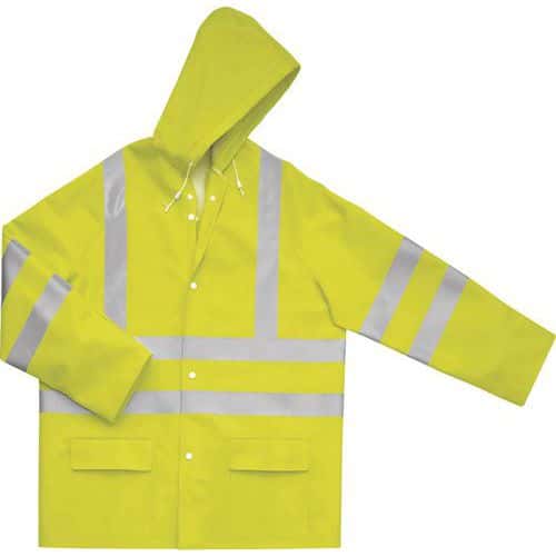 Veste de pluie haute visibilite polyester enduit polyurethane exterieur