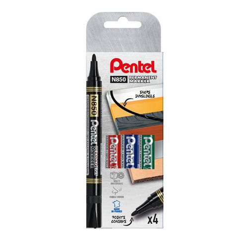 Etui 4 marqueurs pointe ogive N850 - Pentel