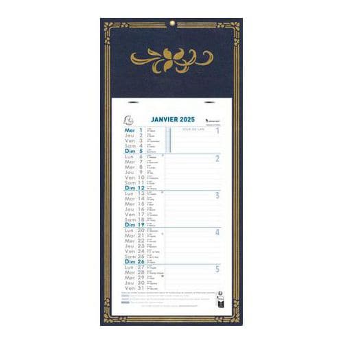 Calendrier mensuel 2025 sur support plaque - 19x41cm - Exacompta