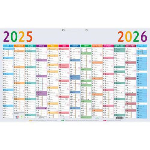 Calendrier Multicolore 13 mois annuel 2025 - 65x40,5cm - Exacompta