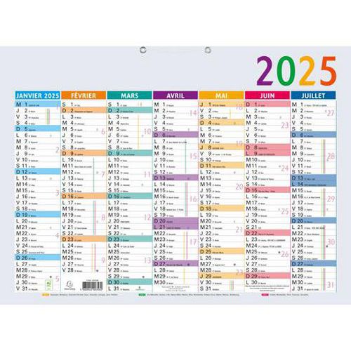 Calendrier Multicolore Semestriel 2025 - Exacompta