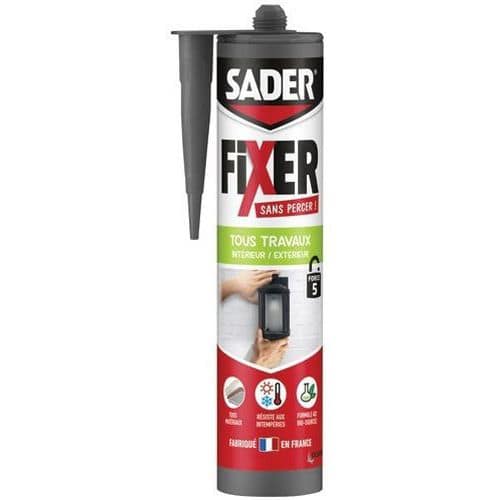 Colle fixer sans percer tous travaux - 445g - Blanc -Sader