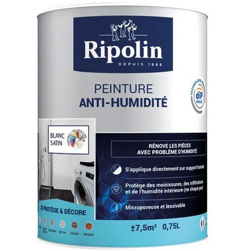 Peinture anti-humidité blanc 0.75l - Ripolin