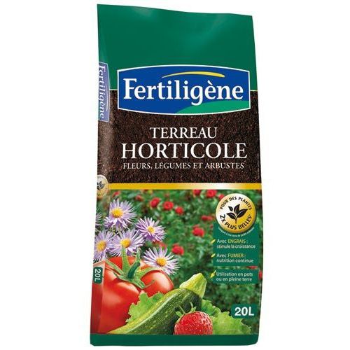 Terreau horticole fleurs légumes et arbustes - 20l - Fertiligene