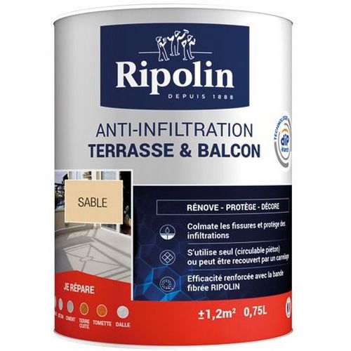 Traîtement anti-infiltration terrasses balcons sable - 0.75l - Ripolin