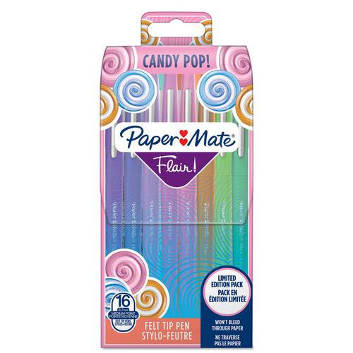 Stylo feutre Paper Mate Flair Candy Pop assortis lot de 16 - Papermate