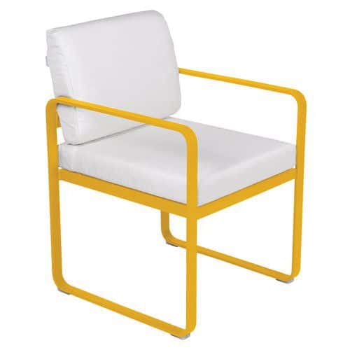 Fauteuil repas Bellevie coussins blanc grisé Fermob