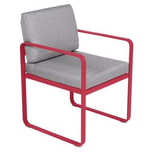 Fauteuil repas Bellevie coussins gris flanelle Fermob