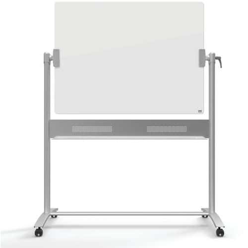 Tableau blanc pivotant mobile en verre blanc brillant - Nobo