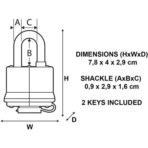 Cadenas à clés en acier laminé nº7804 - Master Lock