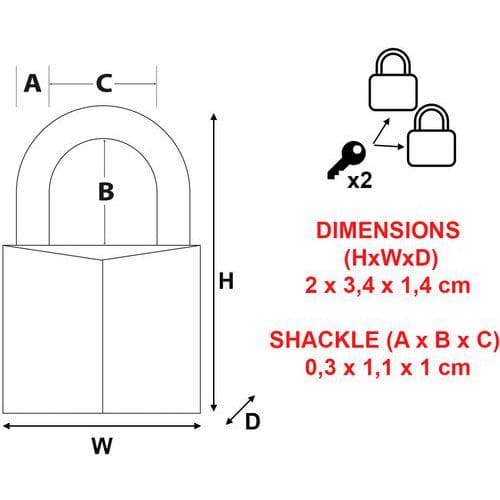 Cadenas à clés en aluminium massif - Lot de 2 - Master Lock