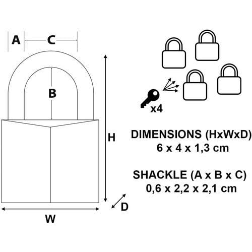 Cadenas à clés en laiton massif - Lot de 5 - Master Lock