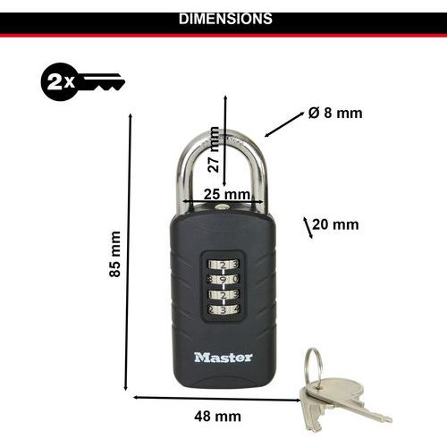 Cadenas à combinaison et clé de secours - Master Lock