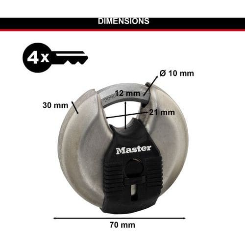 Cadenas à clés en inox Excell rond M40EURDCC - Master Lock