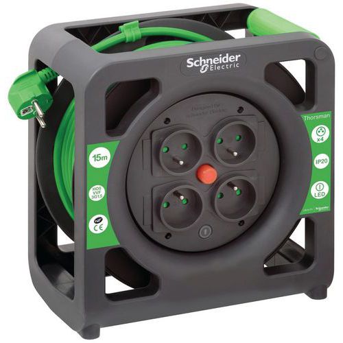 Enrouleur de câble compact 15 m HO5VVF 3G1,5 IP20 - Schneider Electric