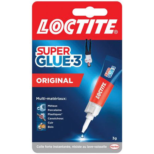 Colle cyanoacrylate Super Glue 3 - liquide - 3 g - Loctite