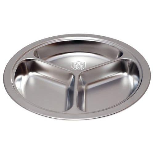 Lot de 12 assiettes compartimentées inox Plastorex