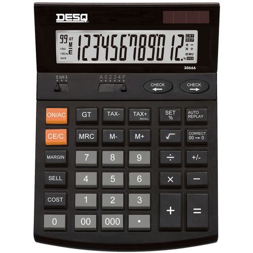 Calculatrice de bureau 30666 - Affichage 12 chiffres XLarge - Desq