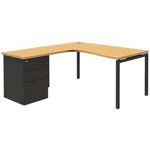 Bureau compact avec caisson - Hêtre -  Open