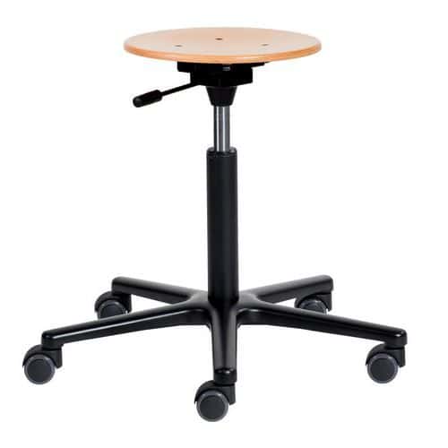 Tabouret Natur assise réglable basse sur roulettes aluminium - Sofame