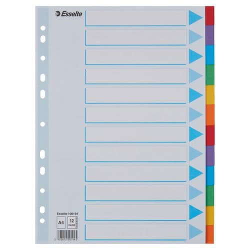 Intercalaire A4 - carton - multicolore - Esselte