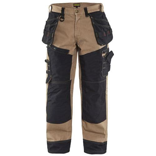 Pantalon de travail coton canvas1500 Beige / Noir - Blaklader