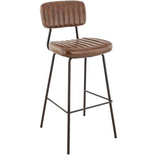 Tabouret Intérieur - En Métal Noir - Simili P U - H77 - Stanley Bst