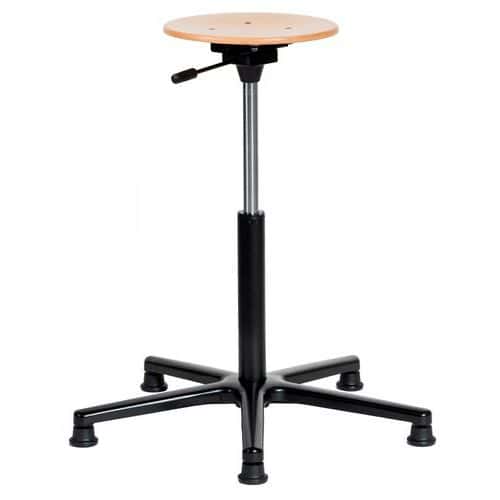 Tabouret Natur assise réglable haute sur patins aluminium - Sofame