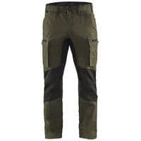 Pantalon services stretch vert olive/noir