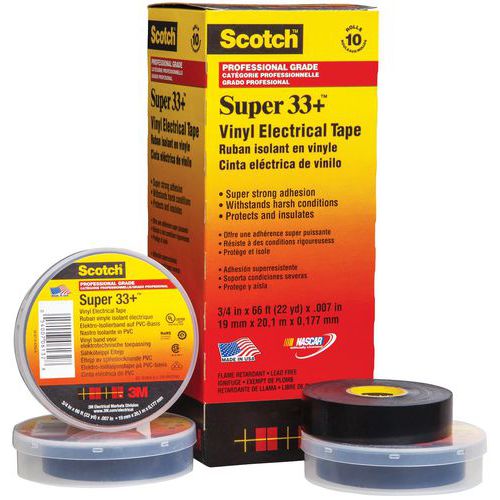 Scotch 3M Super 33+ Ruban Isolant Professionnel 19mm x 20m Noir 