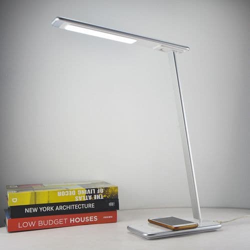 Lampe de bureau Orbit blanche et argent - Aluminor