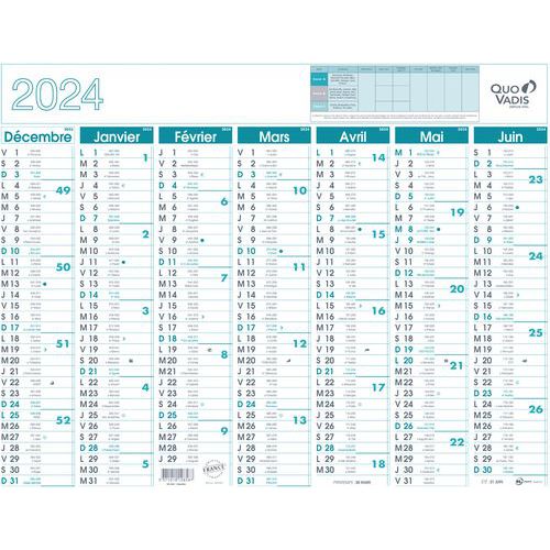 QUO VADIS Calendrier Janvier à Décembre 2024 avec vacances